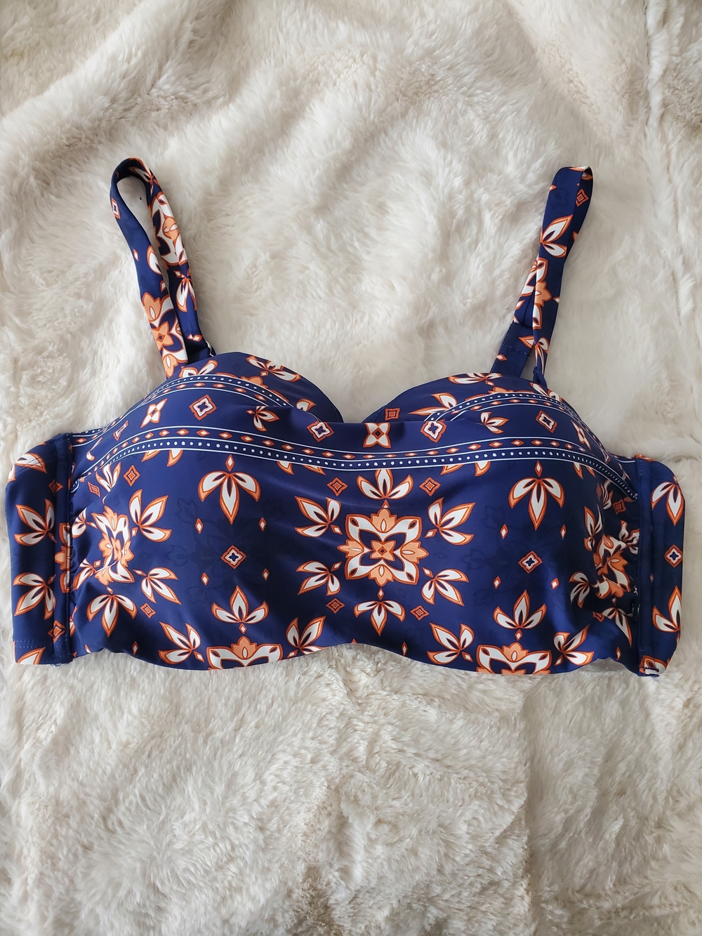 La Vie En Rose Navy Aqua Swim Top D-medium